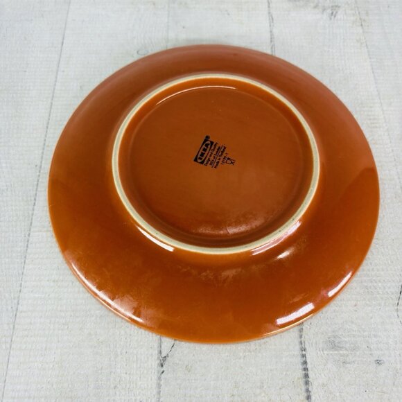 Ikea of Sweden 15199 BURNT ORANGE Stoneware Round Salad Lunch Plates Set of 3 - Picture 3 of 14